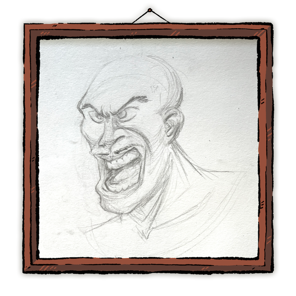 Sketch of a screaming guy